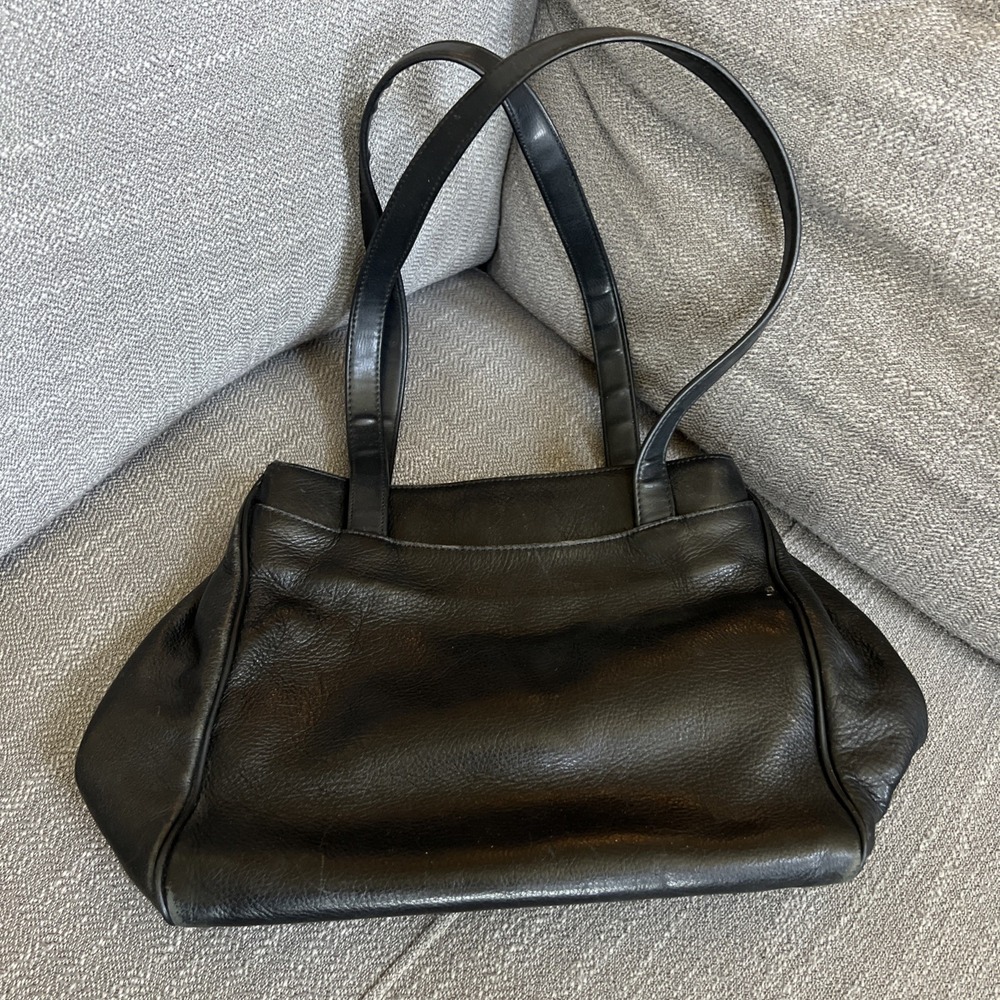 Vintage Giani Bernini Soft Black Leather Handbag Purse Pre Owned